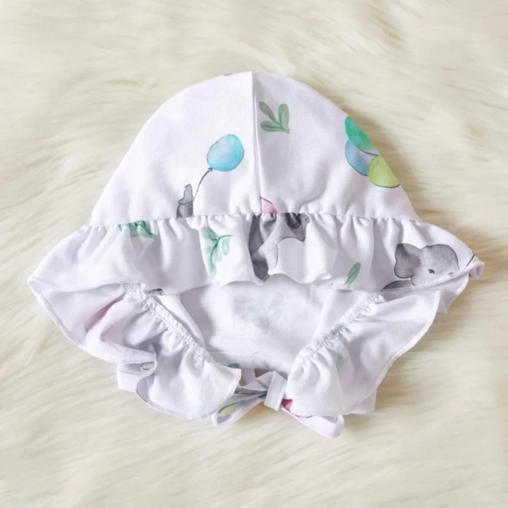 Size 9-12 months, girls 2 pc outfit, elephant holding balloons, hat, long sleeve